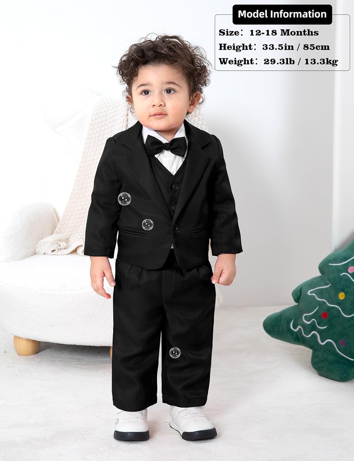 A&J DESIGN Baby Tuxedo 5-Piece Set Jacket & Shirt & Vest & Pants & Bowtie 6 Months - 3T - Image 4