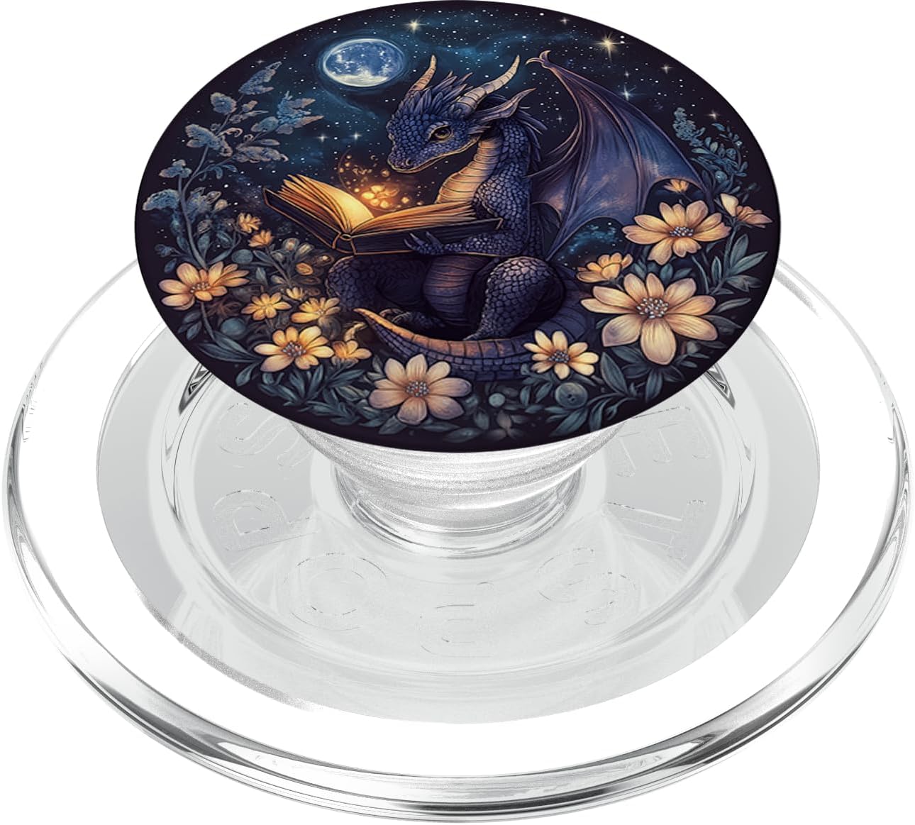 Cute Dragon Books Starry Sky Flower Bookworm Book Lover PopSockets PopGrip for MagSafe