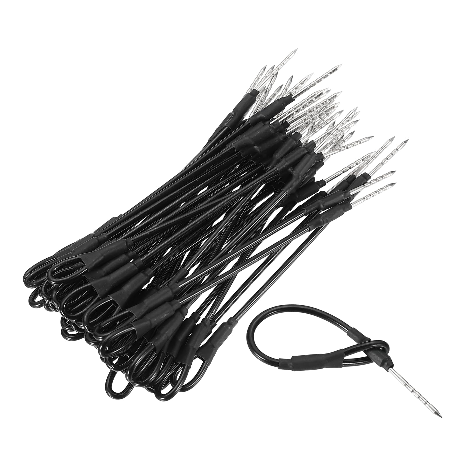 sourcing map 50Pcs Security Tags Lanyards Wire Loop (100mm Length, Black) - Anti-Theft Reusable, Magnetic Buckle Tag Loss Prevention PC Plastic Cable Loop, Fits Apparel/Bags/Shoes