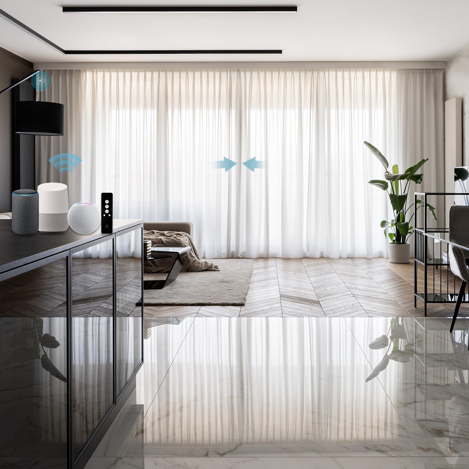 Motorizado Sheer Phantom Bli | Abridor de ventana eléctrico inteligente para HomeKit | Cortinas con cable duro y puertas correderas de armario | Diseño moderno Automat