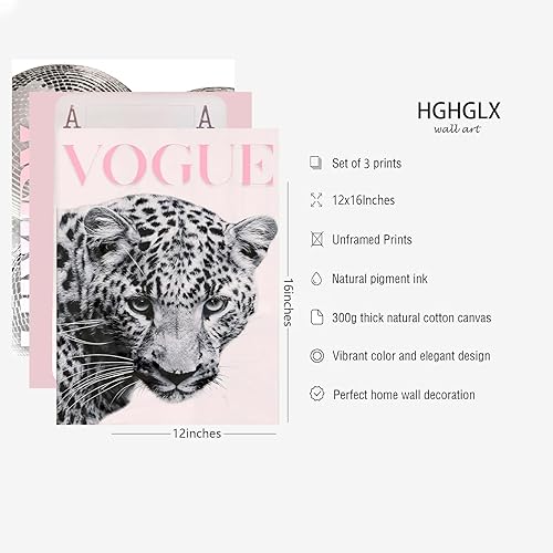 Miniatura 7 de Decoración retro para carrito de bar, arte de pared femenino moderno, arte de pared estético para habitación, divertido estampado de leopardo, juego