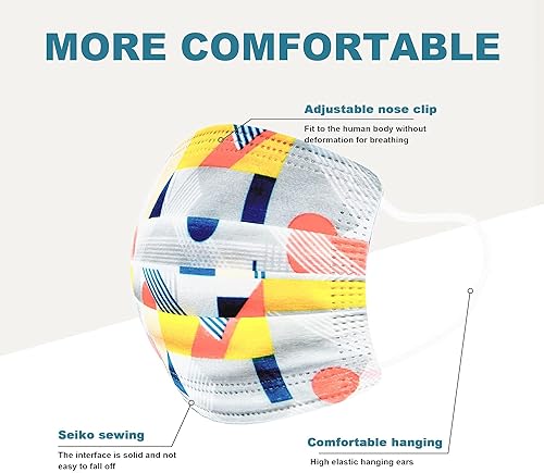 Miniatura 3 de Sheal 100 unidades empaquetadas individualmente transpirables a la moda para adultos desechables de 3 capas protectoras para las orejas