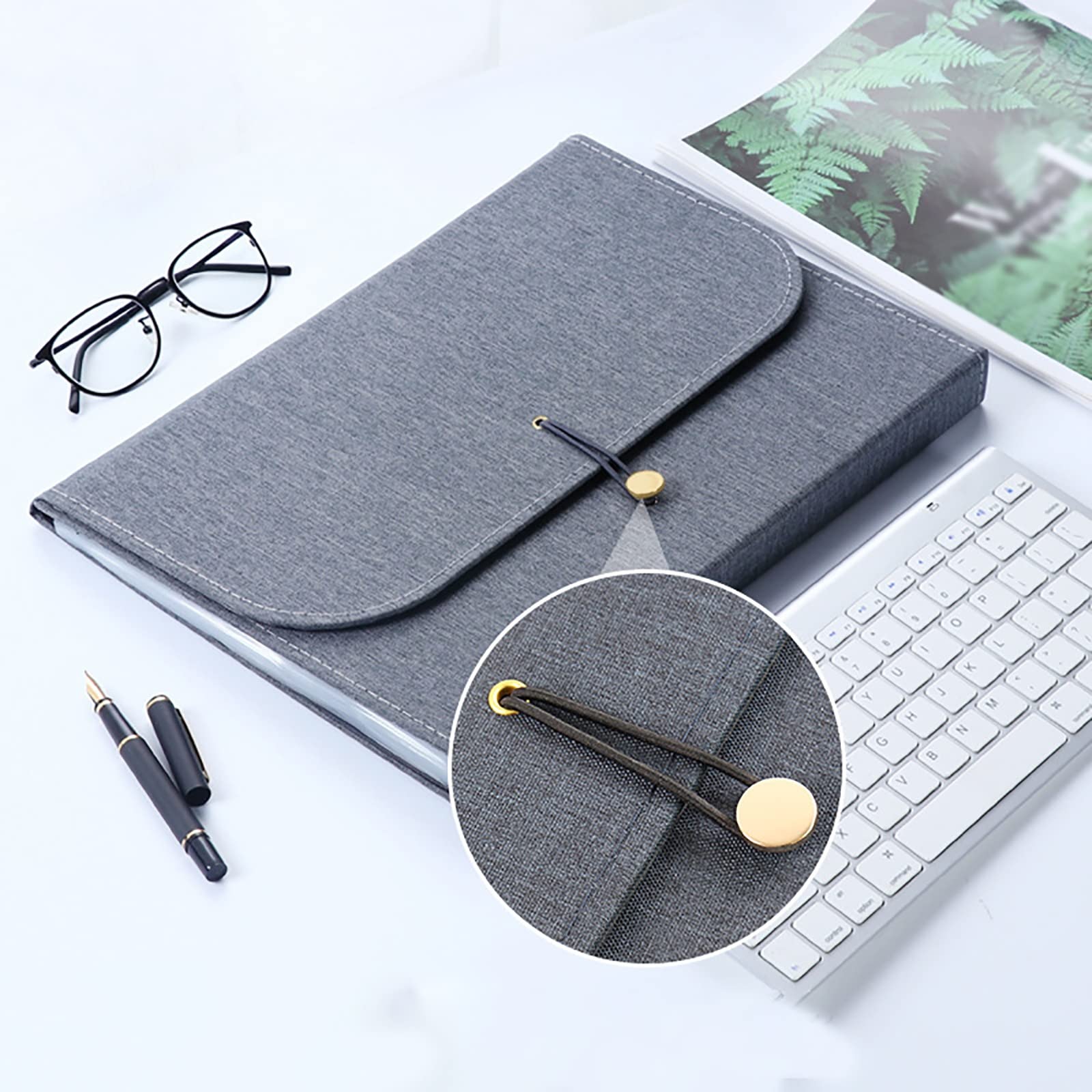 Portafoglio for contanti con busta in pelle, cartella porta documenti in pelle, custodia for busta in pelle, borsa for documenti con 13 scomparti, organizer multistrato per(Gray)