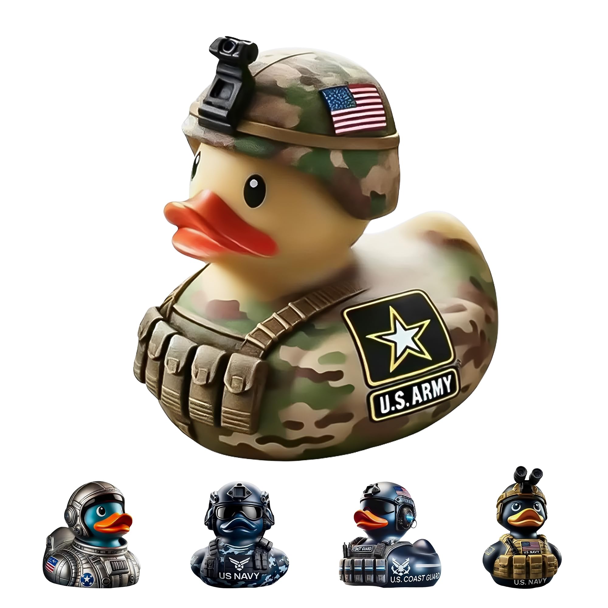 YOUNEEDFUL 2025 Small Soldier Duck Resin Handicraft Ornament,Veteran Tribute Duck,Unique Military Hand-Painted Duck Desktop Ornament Veterans Day Gifts (Army)