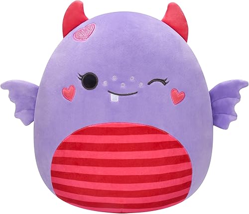 Squishmallows Monstruo púrpura Atwater original de 12 pulgadas con aletas y mejillas de corazón, peluche oficial de Jazwares