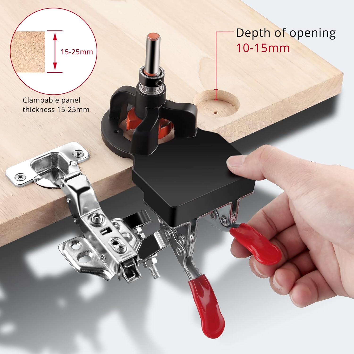 Professional Cabinet Making Kit: 35mm Concealed Hinge Jig & 4-Side Magnetic Digital Angle Gauge, for Precision Door Hanging, Cabinet Assembly, Table Saw Setup