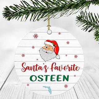 New Home Ornaments for Christmas Tree with Name City State Osteen Florida Ornament - Santa's Favorite Osteen FL Ornament - Housewarming Ornament 3 Inches Plastic
