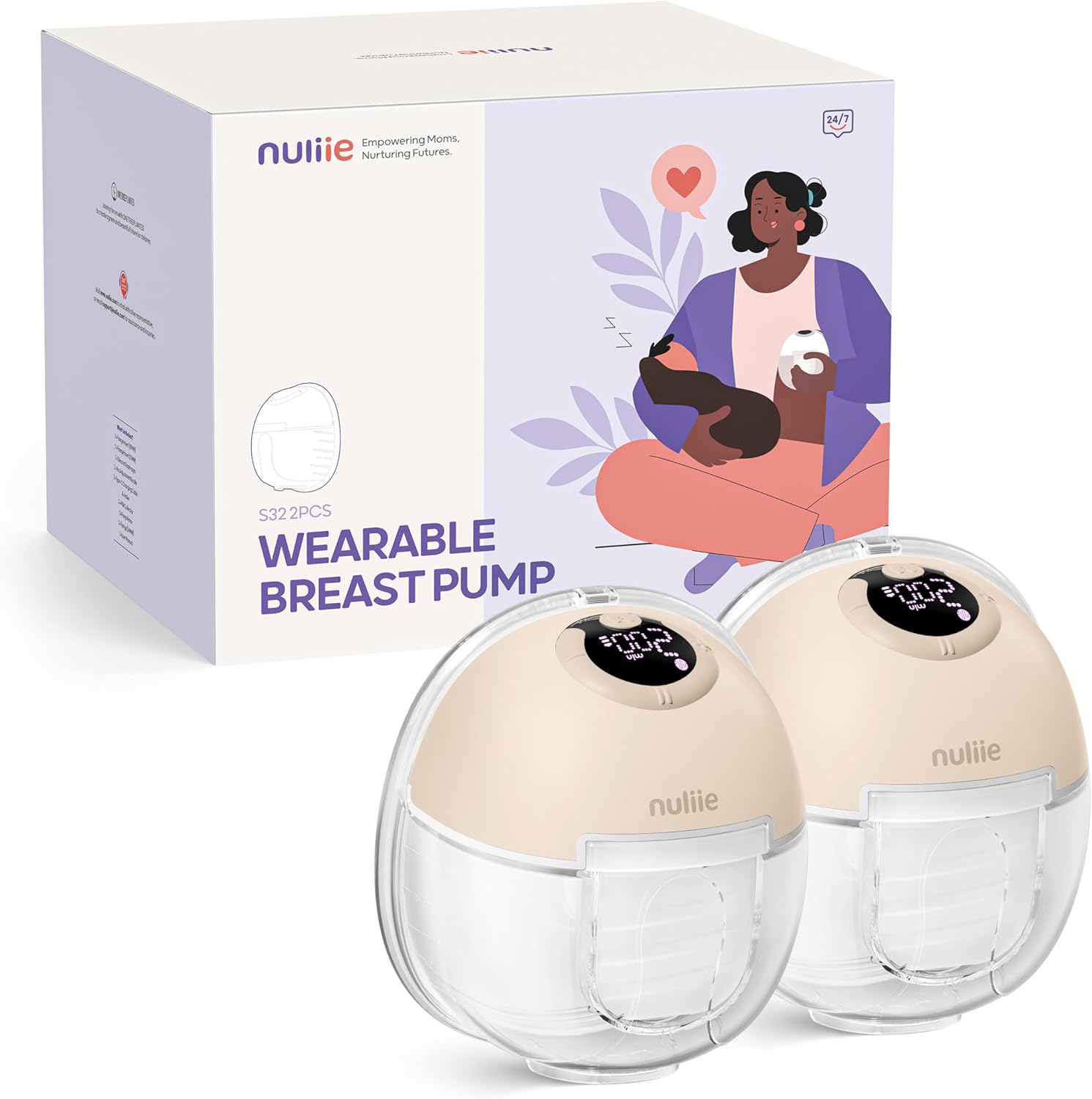 Nuliie Hands-Free Breast Pump (Yellow, 2 Packs)