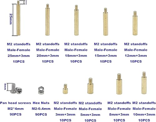 Miniatura 9 de M2 Nylon Hex Macho-Hembra Separadores Separadores Tornillo Tuerca Surtido Kit (Negro)