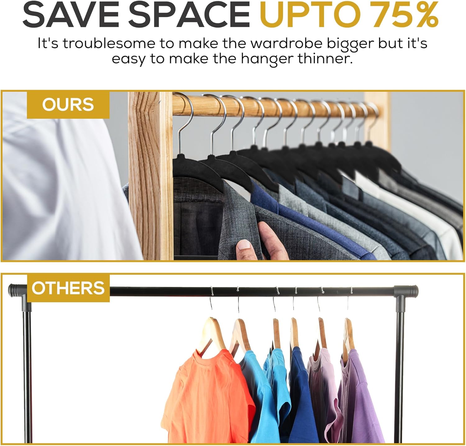 Premium Velvet Hangers 30 Pack Ultra Thin Non Slip Adult Felt Space Saving Suit Hanger for Closet Heavy Duty Coat Pants Jackets Dress Hangers 360° Swivel Hook Hold Upto 10 lbs Black - Image 5