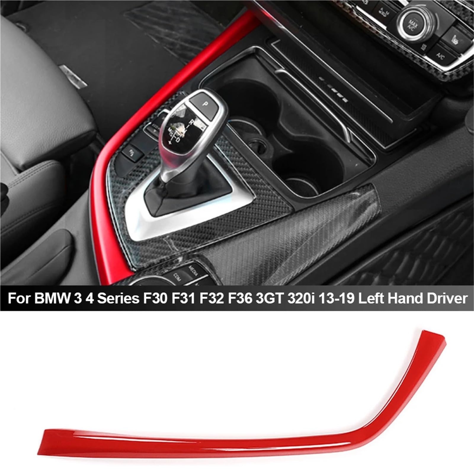 Folia na panel‌ Pasuje do BMW 3 4 Series 3GT F30 31 32 34 36 320Li L-kształtny panel sterowania samochodu zmiany biegów Black Carbon look‌(Carbon Fiber)