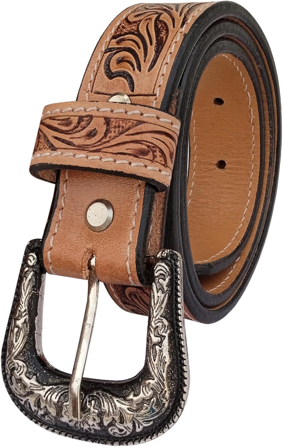 Affilare Kids Or Young Adults Western Belt Tooled Hand Finished Genuine Leather Belt For Girls and Boys 40IS005