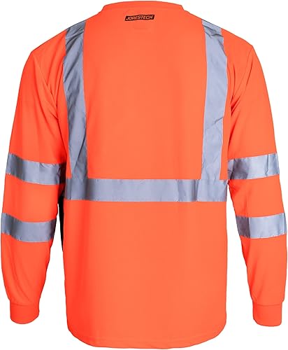 Miniatura 8 de JORESTECH Camiseta de seguridad reflectante de alta visibilidad de manga larga amarillolime negro inferior ANSI Clase 3 Nivel 2 Tipo R TS-13 (M)