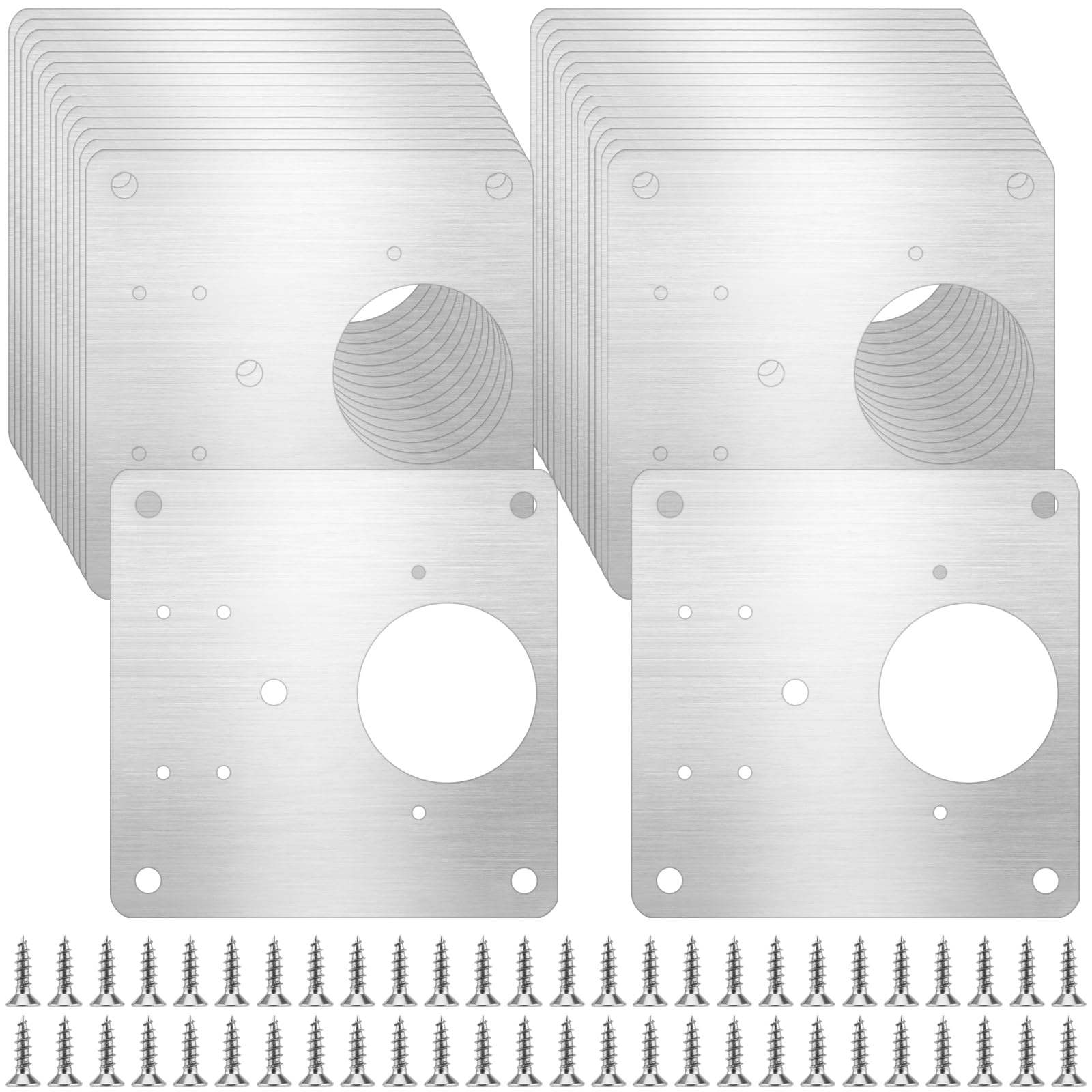 Yuenpun Steel 30 Pcs Cabinet Hinge Repair Plate, Concealed Hinge Repairs Fixing Plate With Screws And Holes, Stainless Hinges Repair Kit Brackets For Furniture