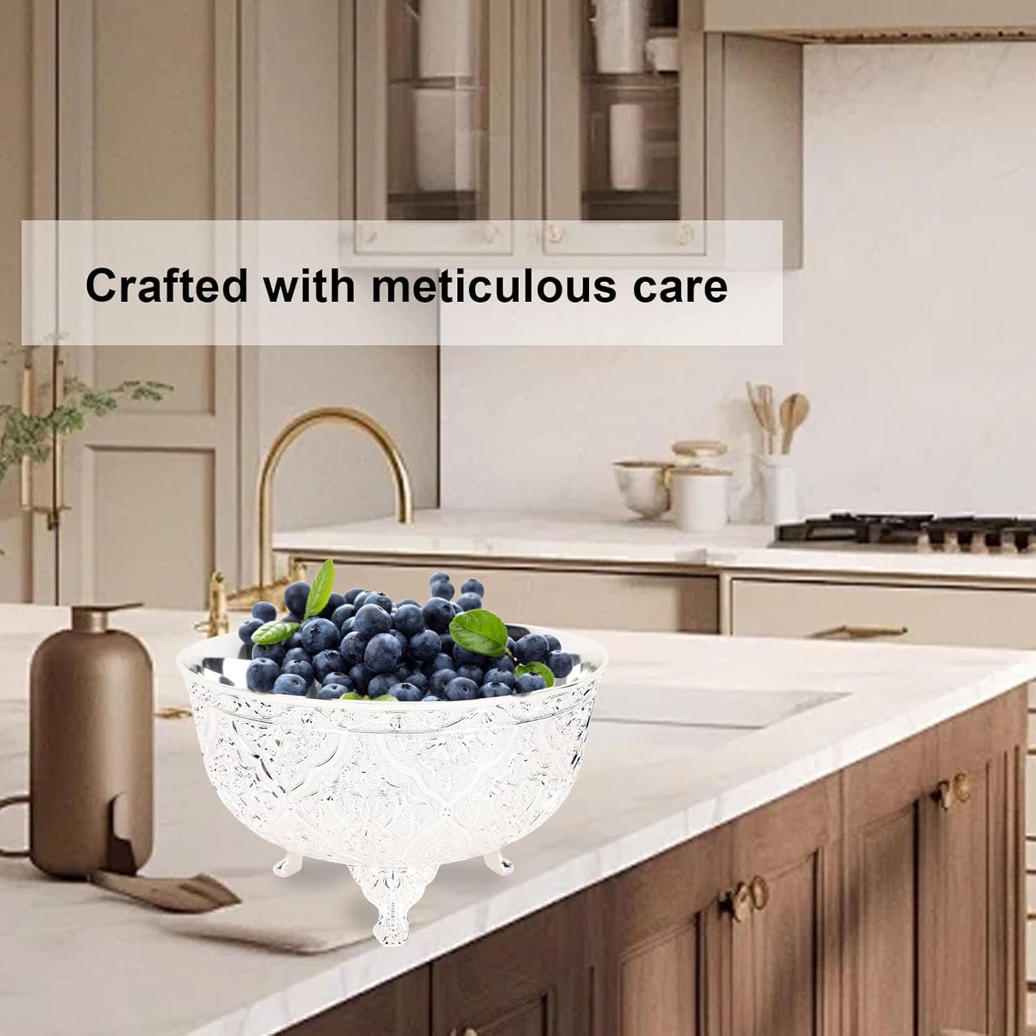 Luqeeg Zinc Alloy Decorative Bowl, Table Serving Retro with Elegant Stylish Strong Material for Weddings, Receptions, Buffet Style Parties, Family Gatherings and Daily Home Use