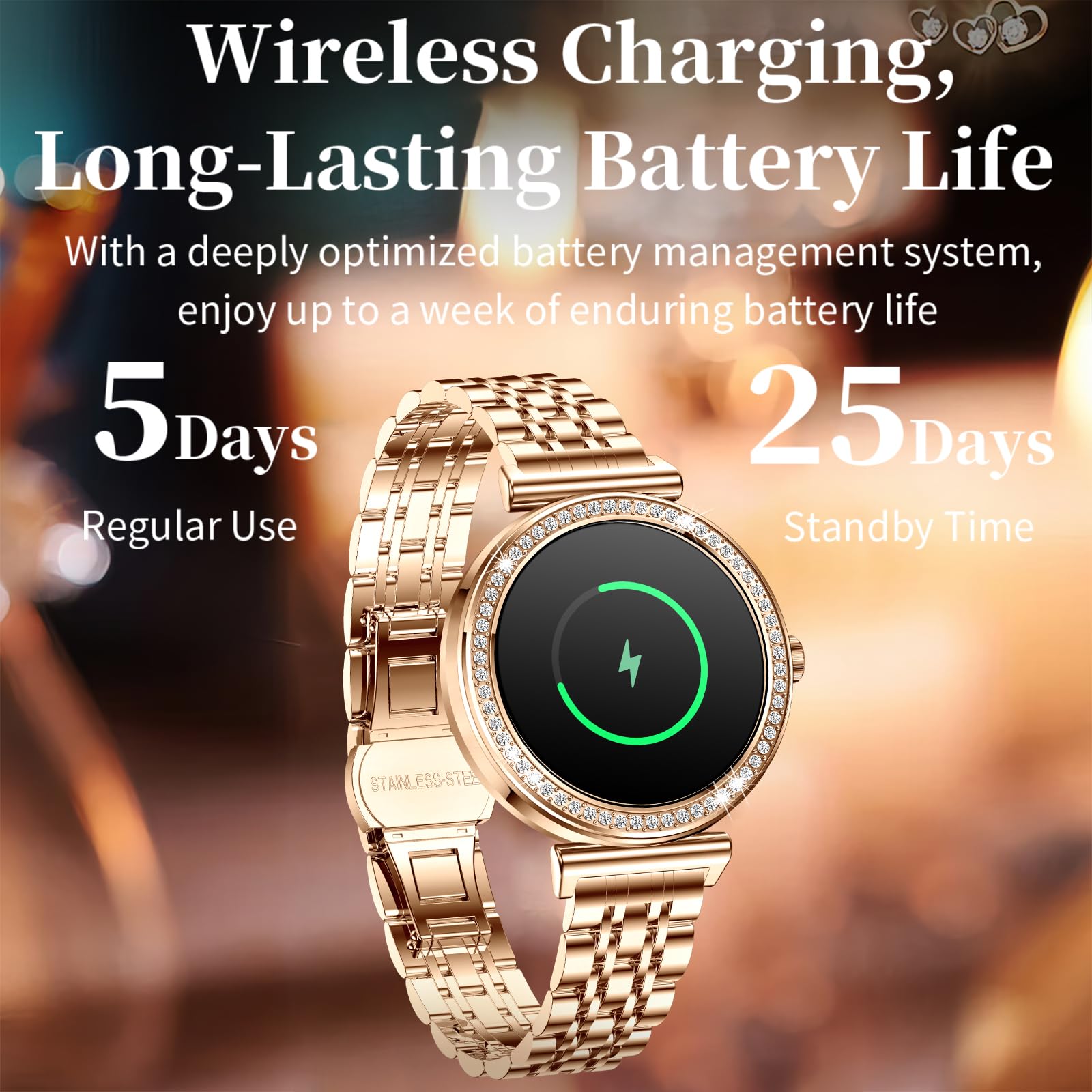 findtime Inteligentny zegarek dla kobiet, smartwatch do telefonów z systemem Android, iOS, wykonywanie/odbieranie połączeń, pulsometr, monitorowanie snu, tryby sportowe, powiadomienie SMS, krokomierz