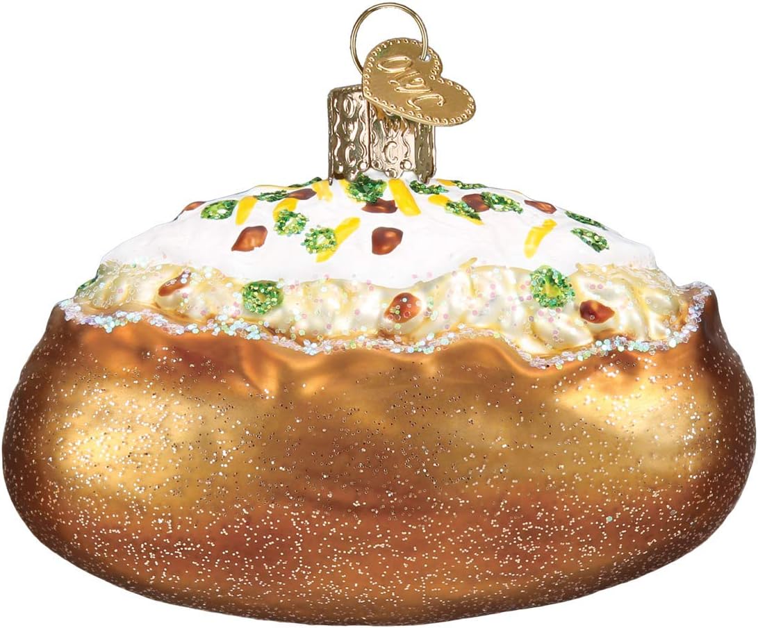 Old World Christmas Baked Potato Glass Blown Ornament for Christmas Tree, Handcrafted Holiday Decoration, Food Collection
