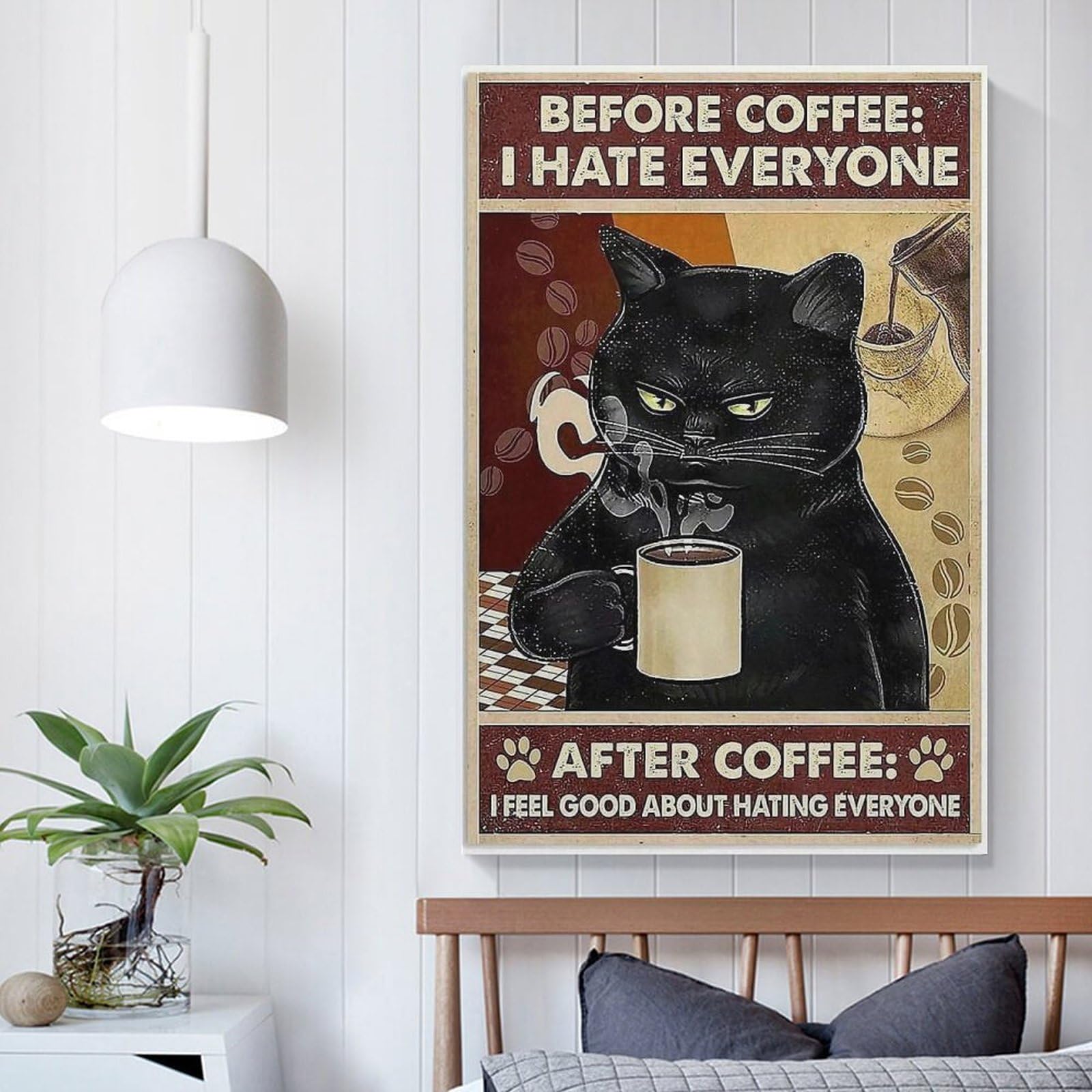 Amazon.co.jp: コーヒーを飲む猫 ポスター ホーム装飾 アートパネル