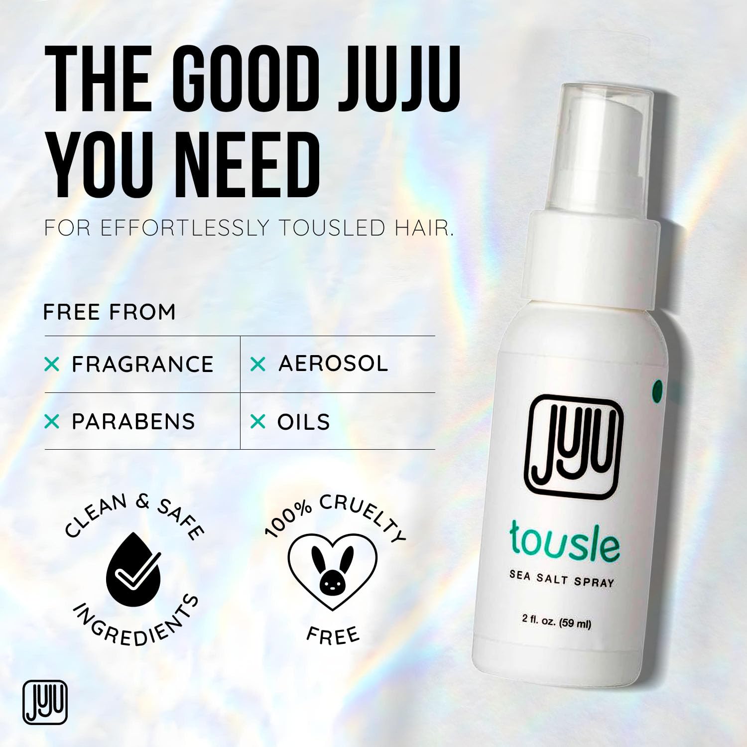 JUJU Tousle Travel Size Sea Salt Spray for Men & Women 2FL Oz Texture Spray