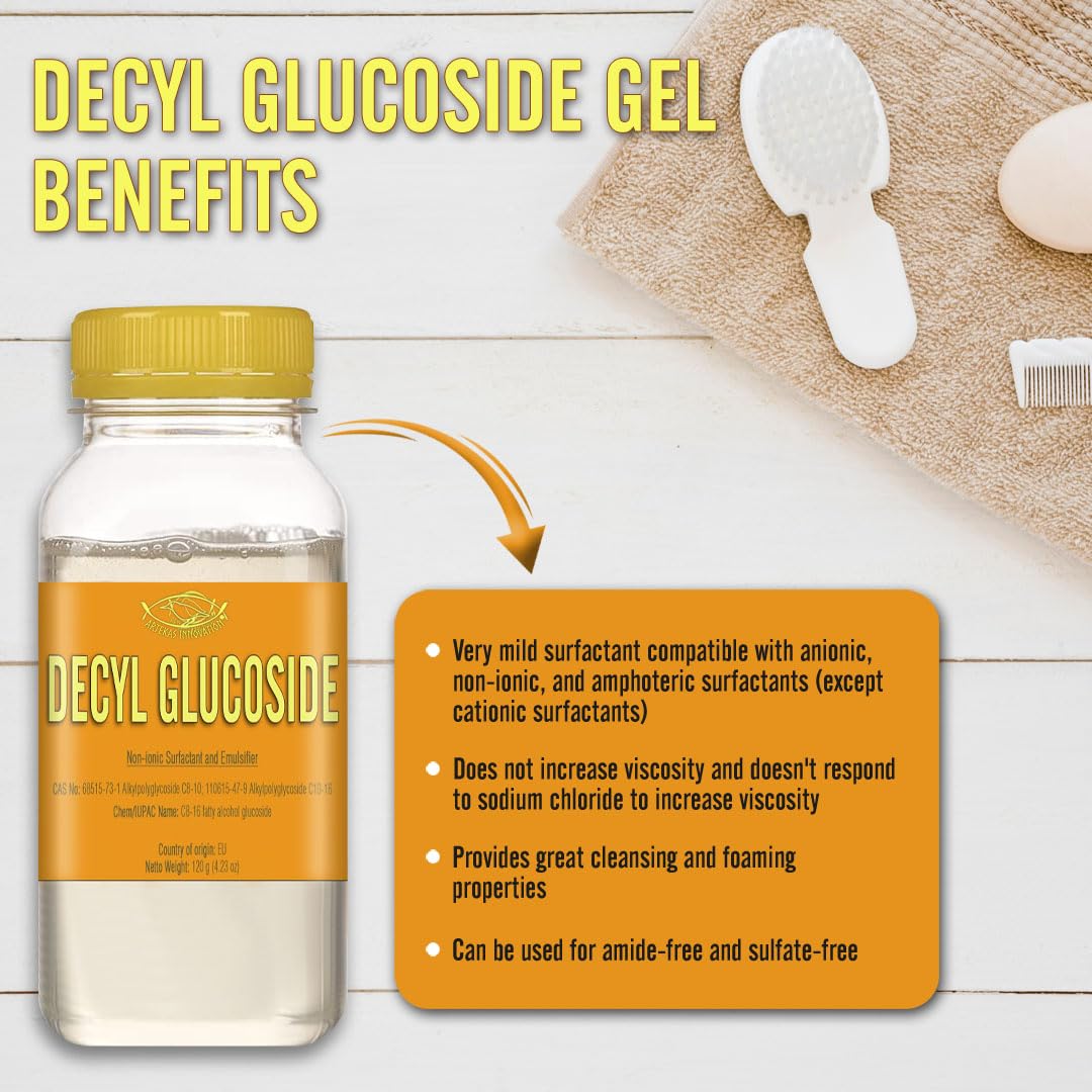 Decyl Glucoside Non-Ionic Surfactant and Emulsifier - Gel - 8.82 oz - For Formulations and DIY Skin Care - Shower Gels, Foaming, Body Soap, Shampoos, Face Cleansers image 2