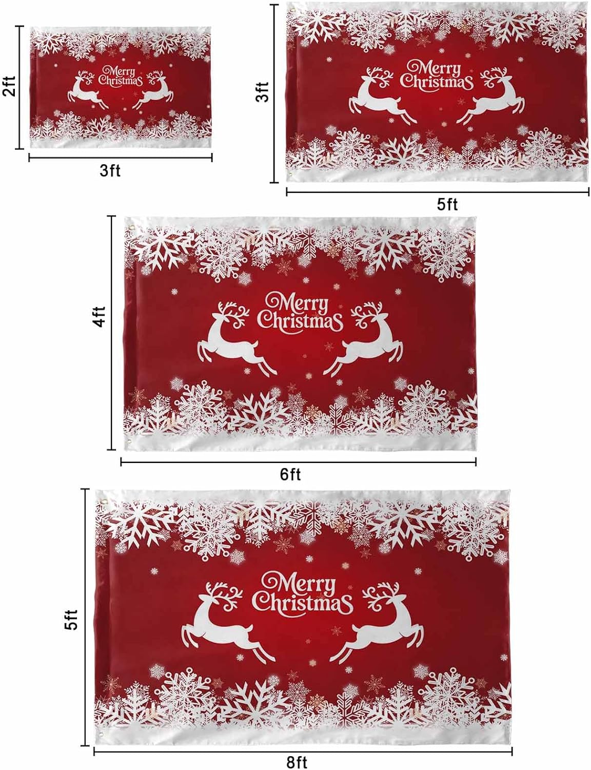 Merry Christmas Flags 4x6 Ft Garden Flag Polyester Double Sided Printing Yard Flag for Outdoor House Yard Indoor Outdoor Flag Holiday Banner Decor Gift, Winter Xmas Elk Snowflake Red
