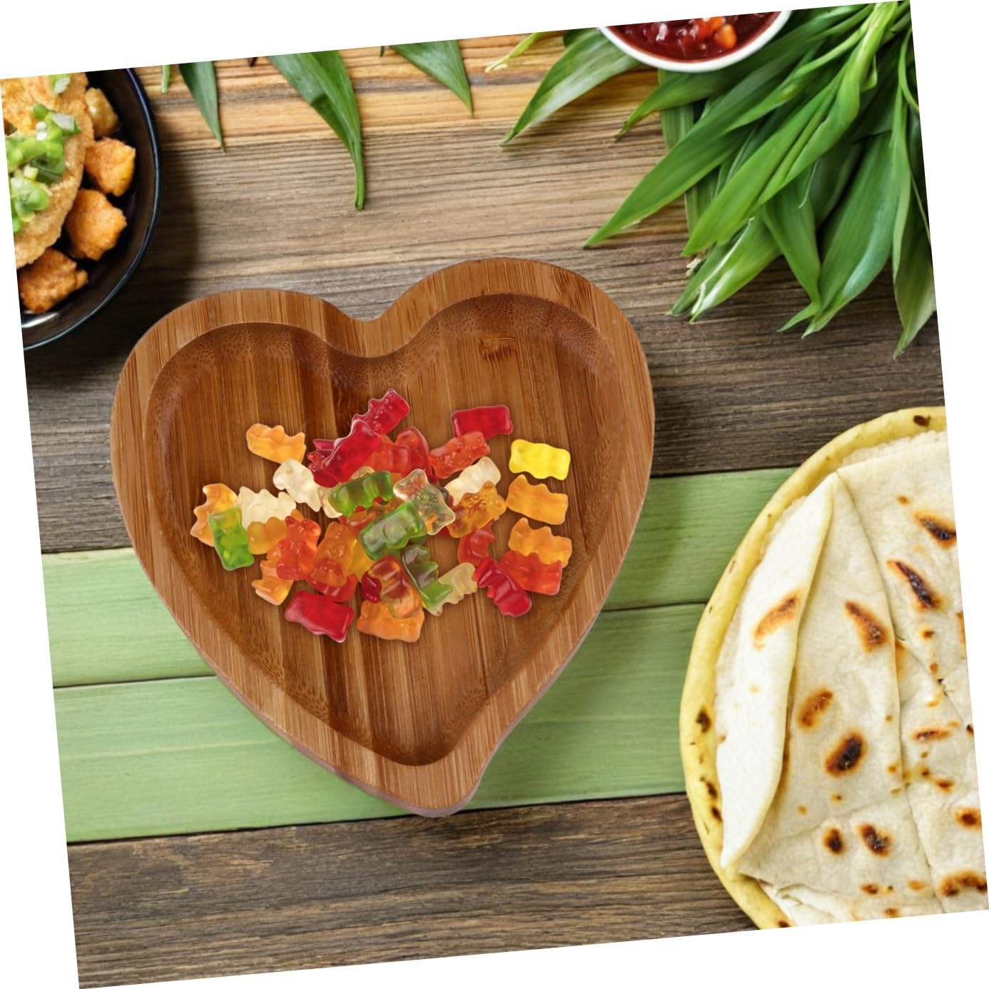 GALPADA 3pcs Heart Shaped Wood Jewelry Plate Reusable Snack Dish Holder for Earrings Bracelets Rustic Farmhouse Decor for Weddings Anniversaries Valentine Day and Birthdays