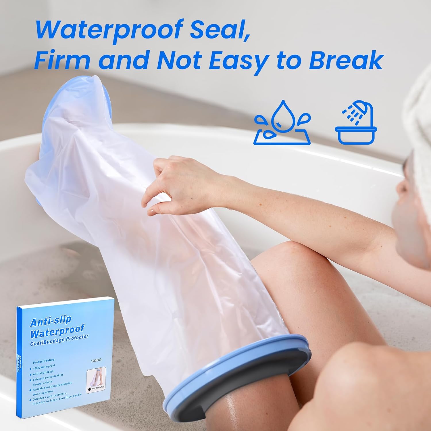Sumifun Cast Covers for Shower Leg - Waterproof Extra Wide Large - Adult Leg Cast Covers with Non-Slip Padding Bottom, Keep Cast Dry Protection (X-Large)