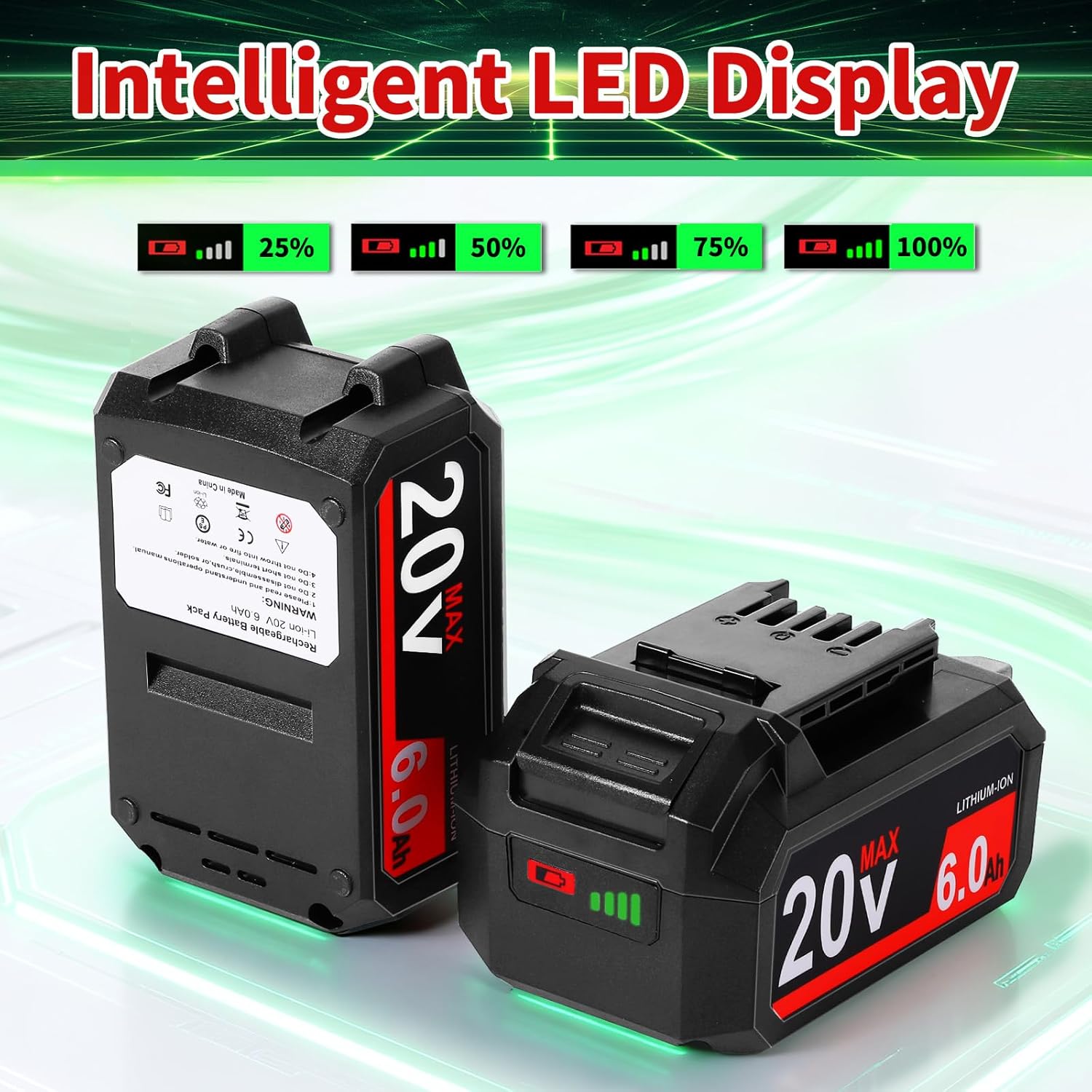 2Pack 6.0Ah Lithium Battery for Skil 20V Battery BY519601 BY519603 BY519702 Compatible with Skil PWRCORE 20V Battery - Image 2