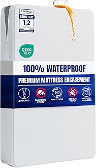 Premium Waterproof Mattress Encasement Small Double Bed (120 x 190 x 30 cm), Zippered Mattress Protector, Bed Bug and Dust Mite Proof Mattress Cover, White