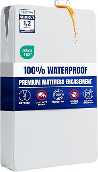 Premium Waterproof Mattress Encasement, King 150x200x30 cm, with Zipper