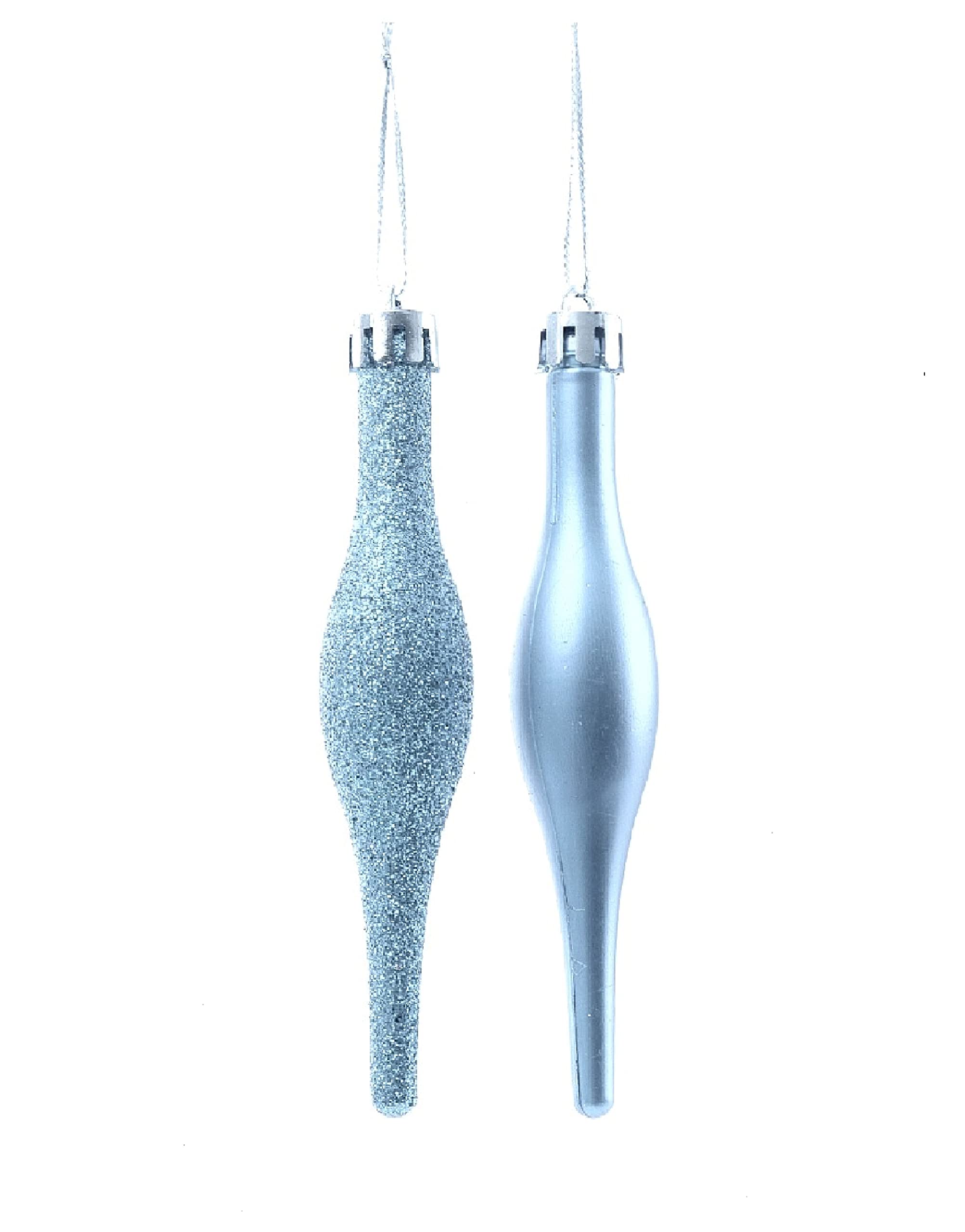 Simply Products 10 Droplet Baubles - Great Christmas Tree Decoration, Matte & Glitter Icicle Baubles (Ice Blue Glitter & Matte) - Image 3