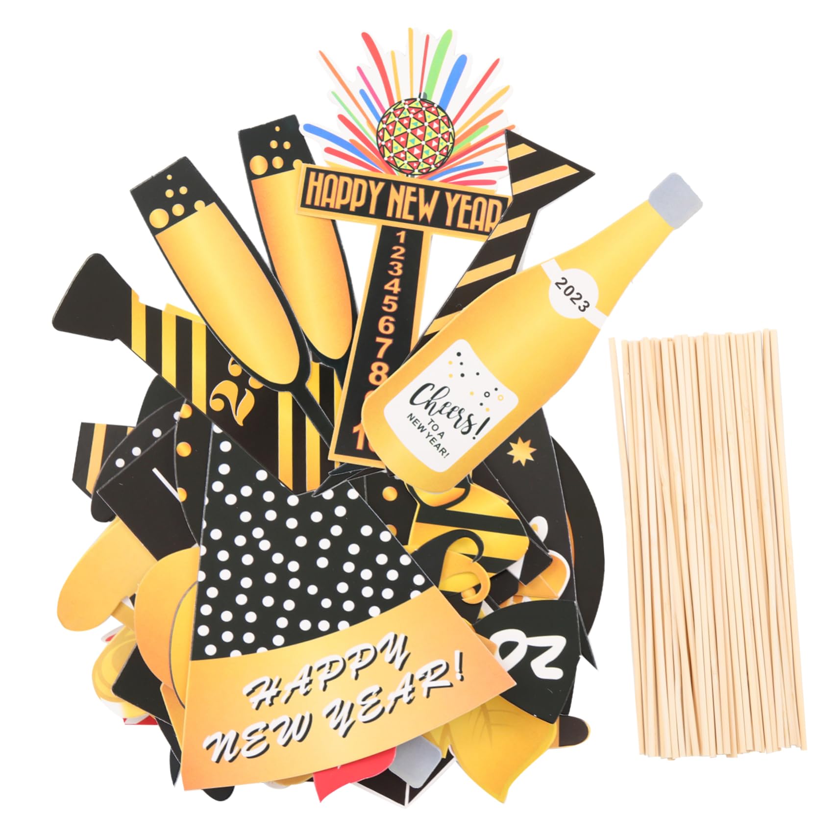 TOPBATHY 3 Set Unici Di Oggetti Di Scena Per Foto Di Capodanno 2023 Decorazioni Per Feste in Carta Portatile Per Momenti Memorabili 46 Pezzi * 3