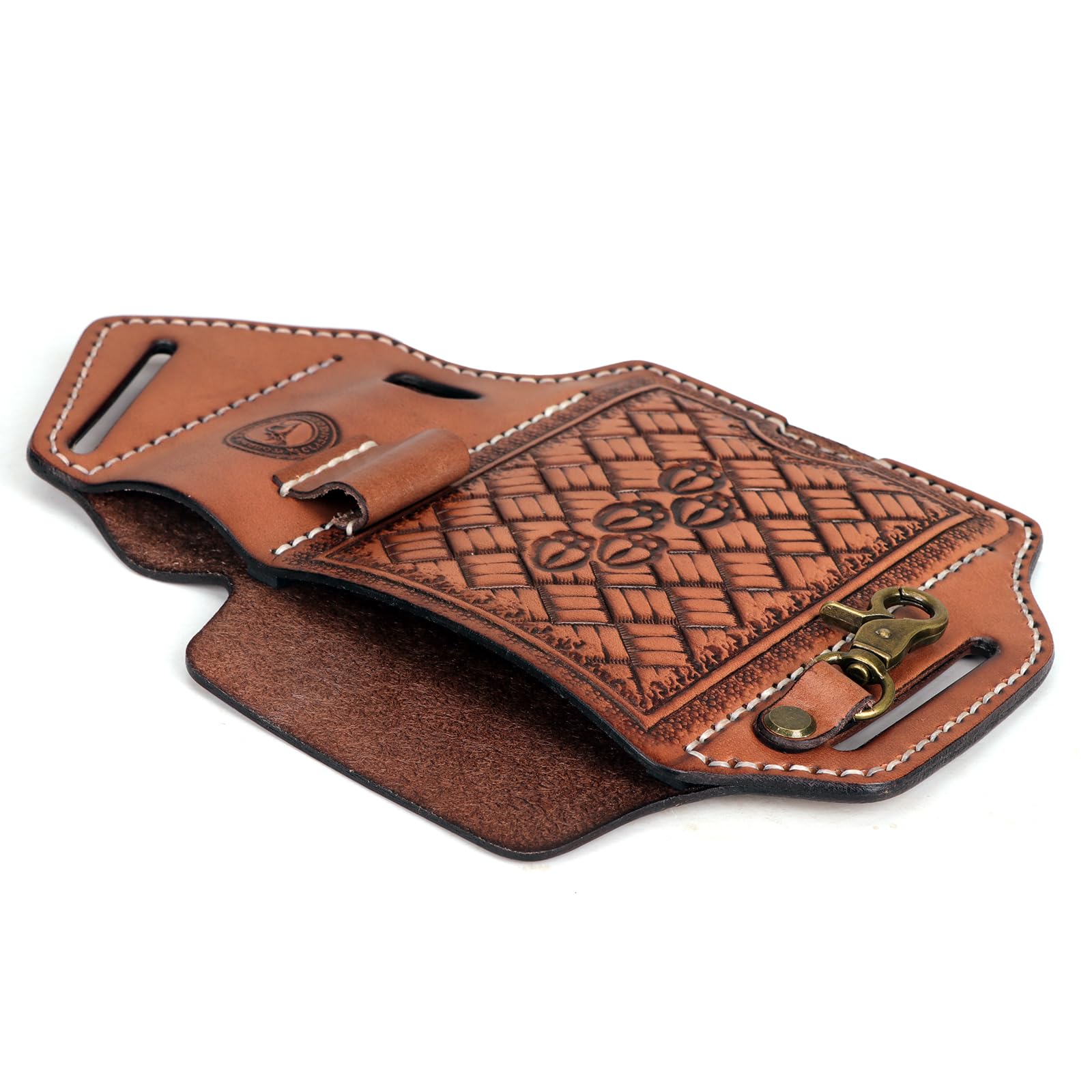 TOURBON Handyholster aus echtem Leder für Gürtel, EDC Taschenmesser, Etui, Multitool-Tasche, Smartphone-Hülle mit Schlüsselhalter
