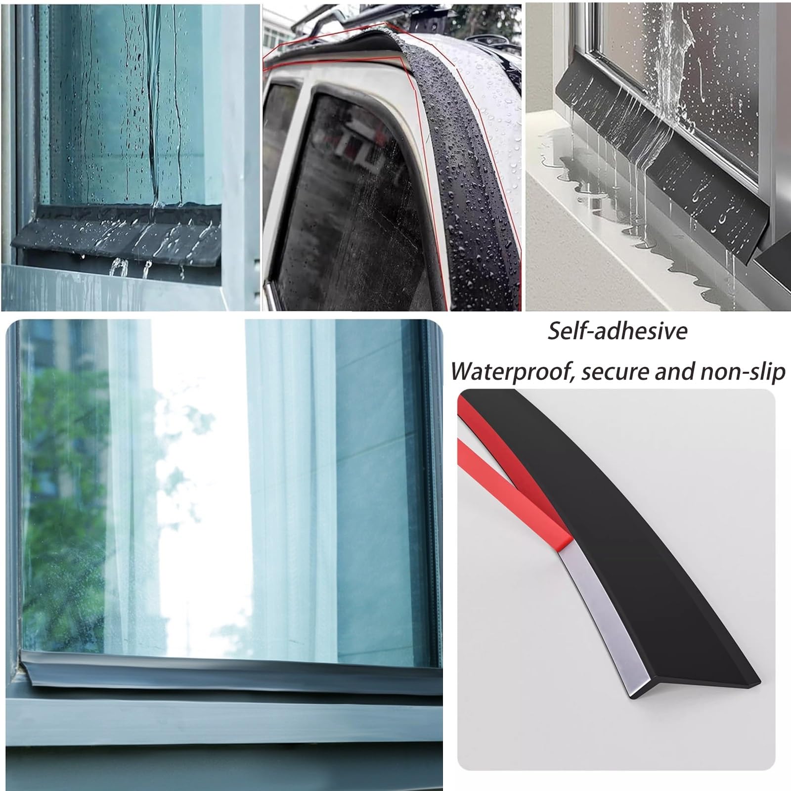 Generico Guarnizione Impermeabile autoadesiva in Gomma Nera per finestre e Porte, Facile da installare, Universale per casa e Auto, Larga 4,5 cm (3,3 Piedi), 4,5 cm, 1 m (3,3 Piedi)
