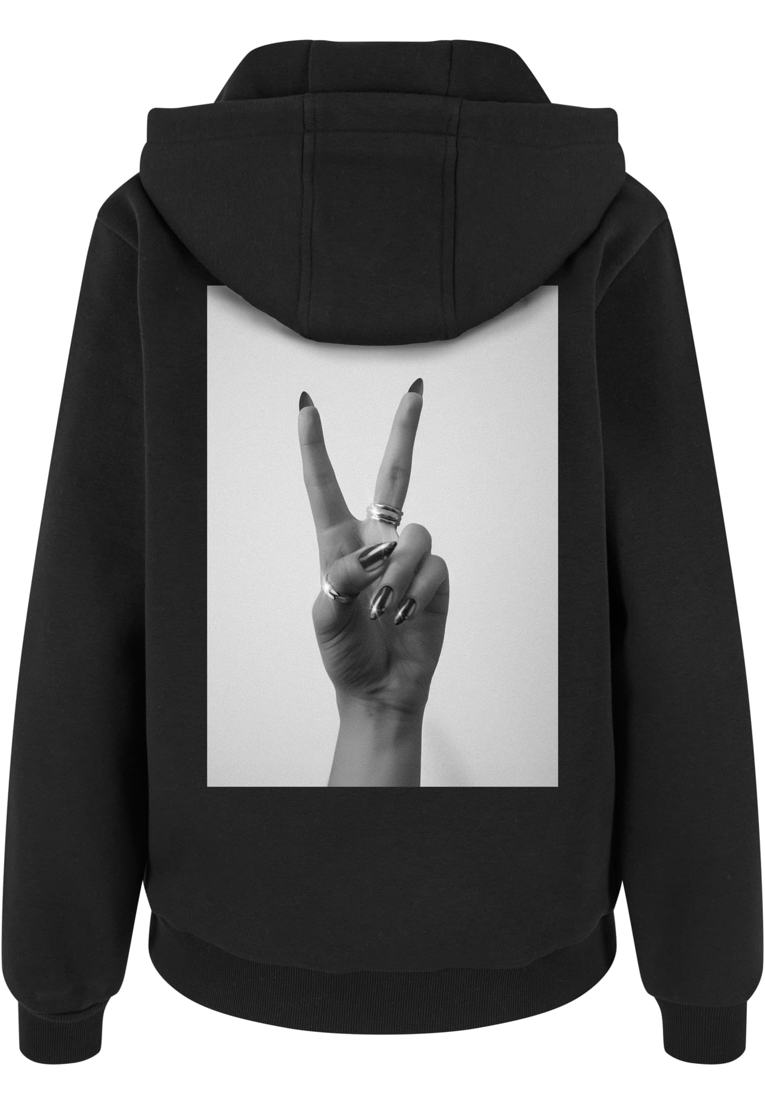 Mister Tee damska bluza z kapturem – oversized Fluffy bluza z kapturem Peace Hand – przytulna odzież uliczna z nadrukiem i motywem dłoni