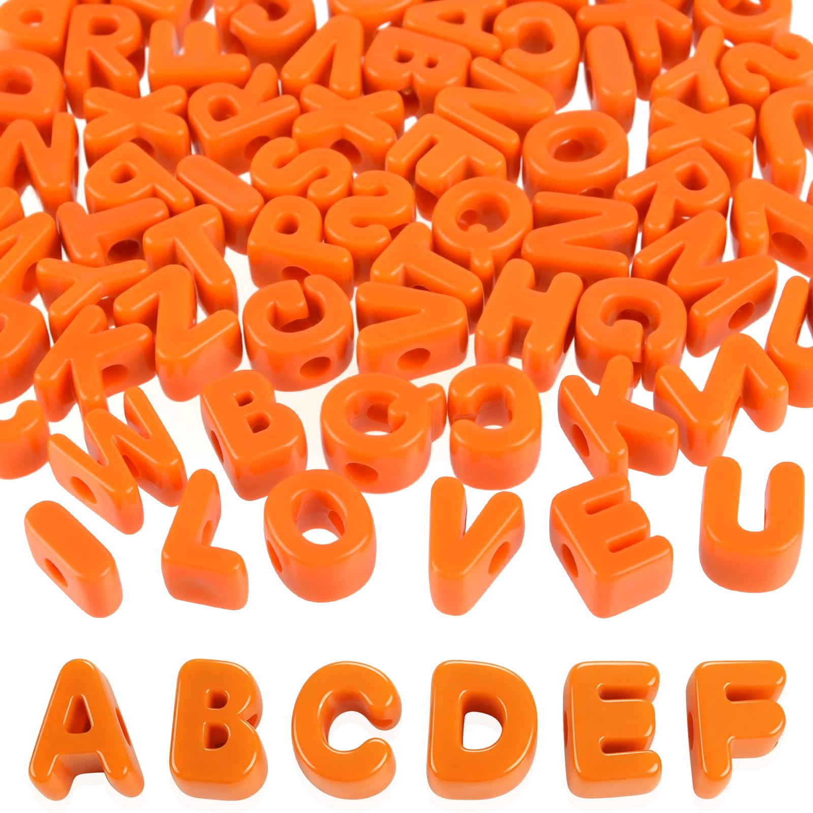 NEBURORA 78 Pcs Orange Large Hole Letter Beads Charms for Jewelry Making