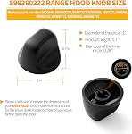 2 Pcs Upgraded S99360232 Range Hood Knob Replacement for Broan Range Parts S600348 Black Fan and Light Knobs Broan Range Hood Switch Plastic Control Knobs Nutone Range Vent Hood Knobs