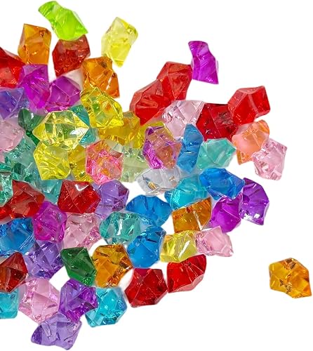 150PCS 0.87in Multicolor Realistic Fake Ice, Acrylic Vase Filler Plastic Diamonds, Decorative Plastic Crystals for Vases/Wedding Party Display