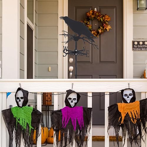 Miniatura 6 de SUPERDANT Adorno de cuervo de veleta de viento, veleta de viento de metal para decoración de jardín, granja, decoración de jardín, herramienta de