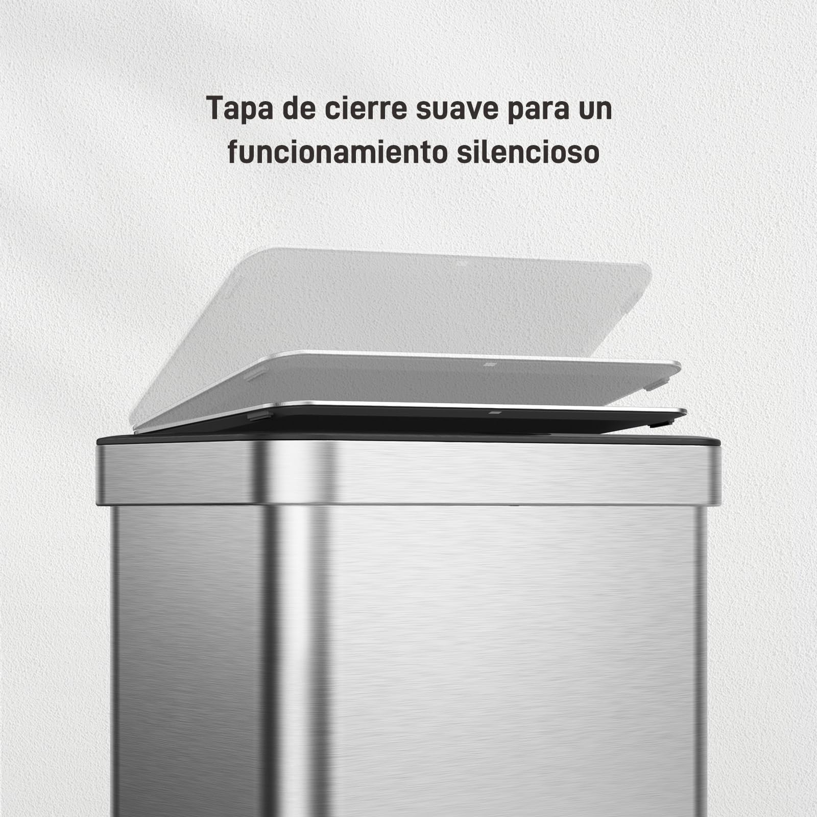 EKO Econova Mirage Cubo Basura Reciclaje para Cocina 30 L + 30 L con Sensor | Sensor de Movimiento, Acero Inoxidable Cepillado, 2 Compartimientos, Cierre Silencioso, Para Cocina