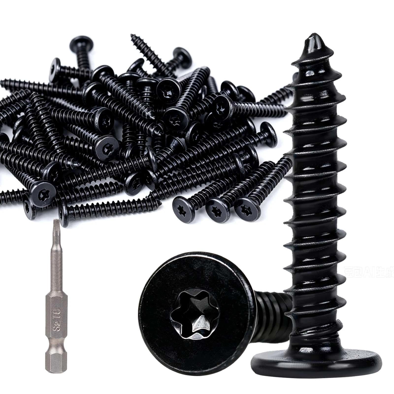 Metrifix 150 pcs Self Tapping Screws M3x10mm Torx Screws Black Flat Head