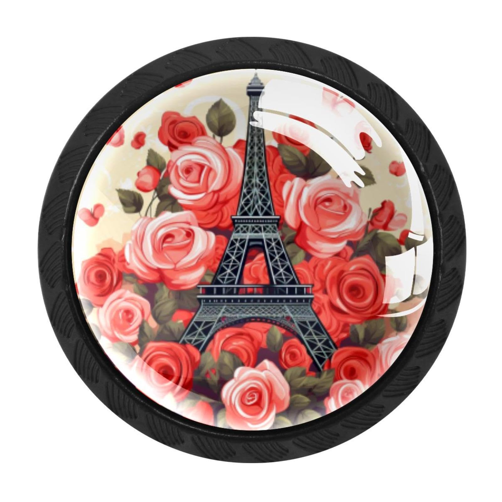 Chenzzzz Multicolored 11 Eiffel Tower Valentine's Day Drawer Knobs Pull Handle Crystal Glass Circle Shape Cabinet Drawer Pulls Cupboard Knobs With Screws For Kitchen Cupboard Dresser Wardrobe Etc