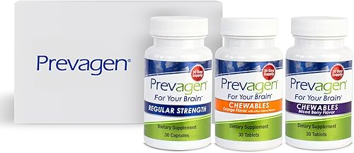 The Prevagen Variety Pack - Suministro para 90 días | Cápsulas de fuerza regular, 10 mg. Tabletas masticables de bayas y naranja mixtas, 10 mg.