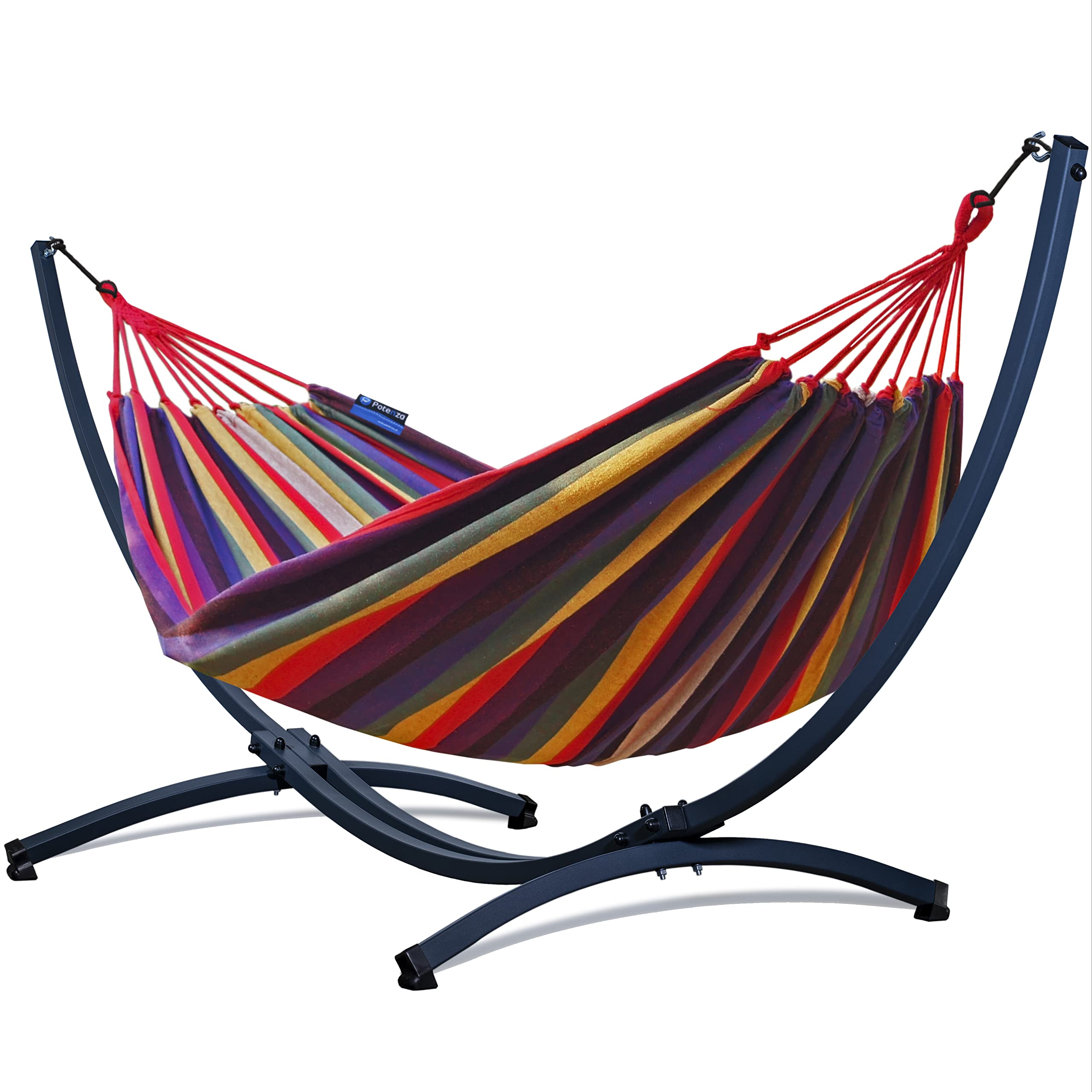 Amaca Da Giardino Con Supporto In Acciaio, Grigio, 230x160 Cm – Portata 220 Kg, Morbida In Cotone, Perfetta Per Relax In Due - 4