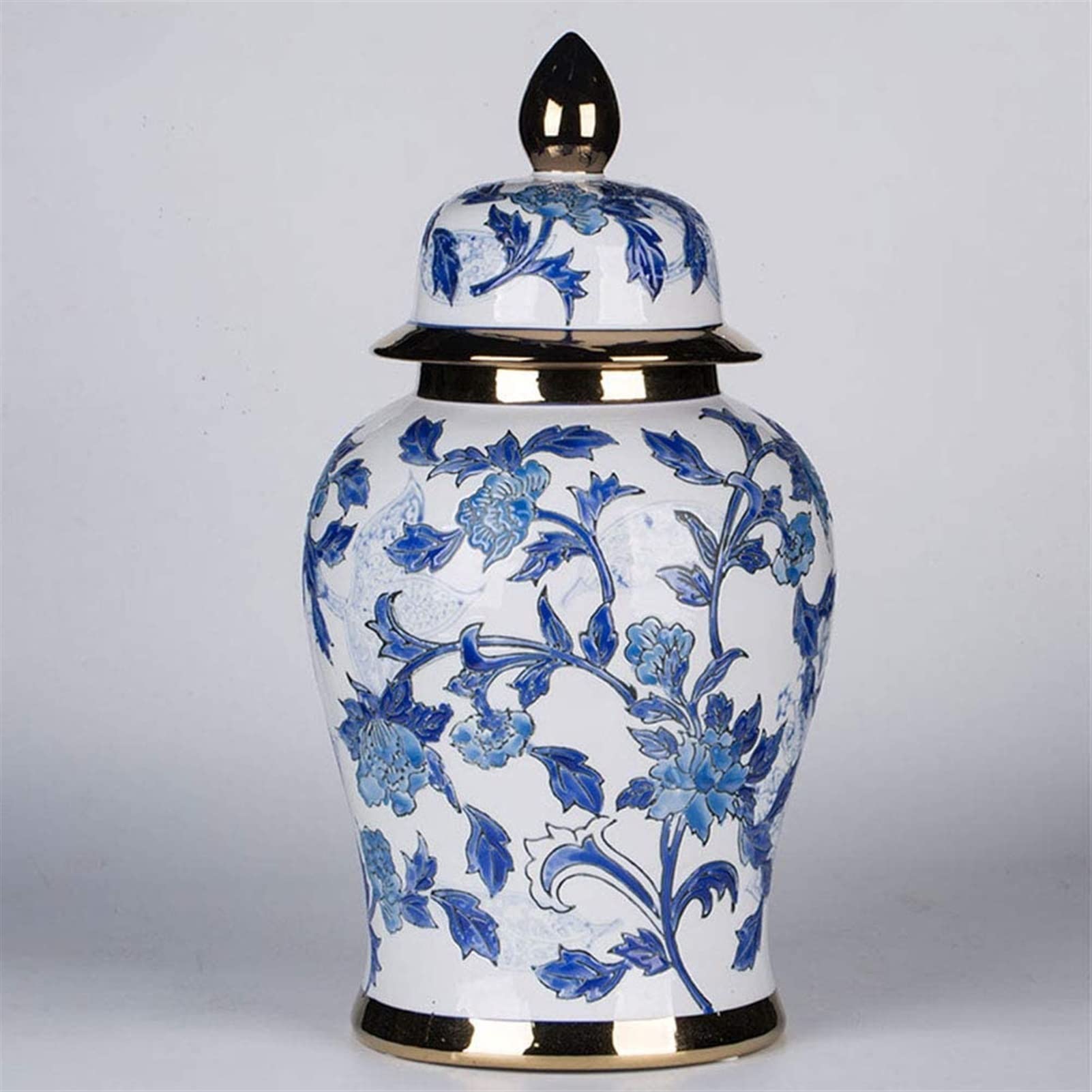 Vaso In Ceramica Blu, 18,5 Cm, Smaltato, Look Boho