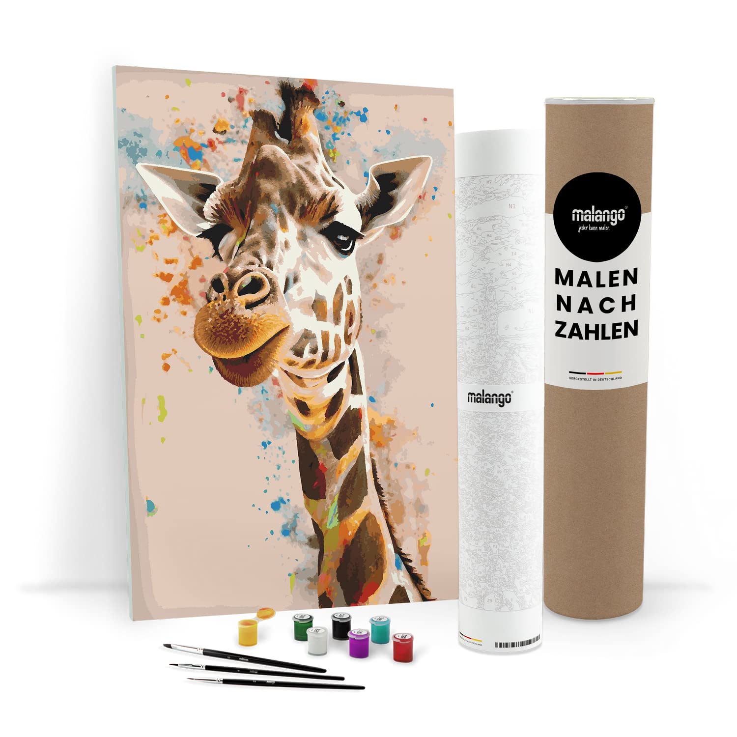 Malen nach Zahlen Erwachsene - Giraffe Gerald 120 x 80 cm groß XXL Premium-Malset mit Rahmen, Hergestellt in unserer Produktion in Deutschland, Kreative