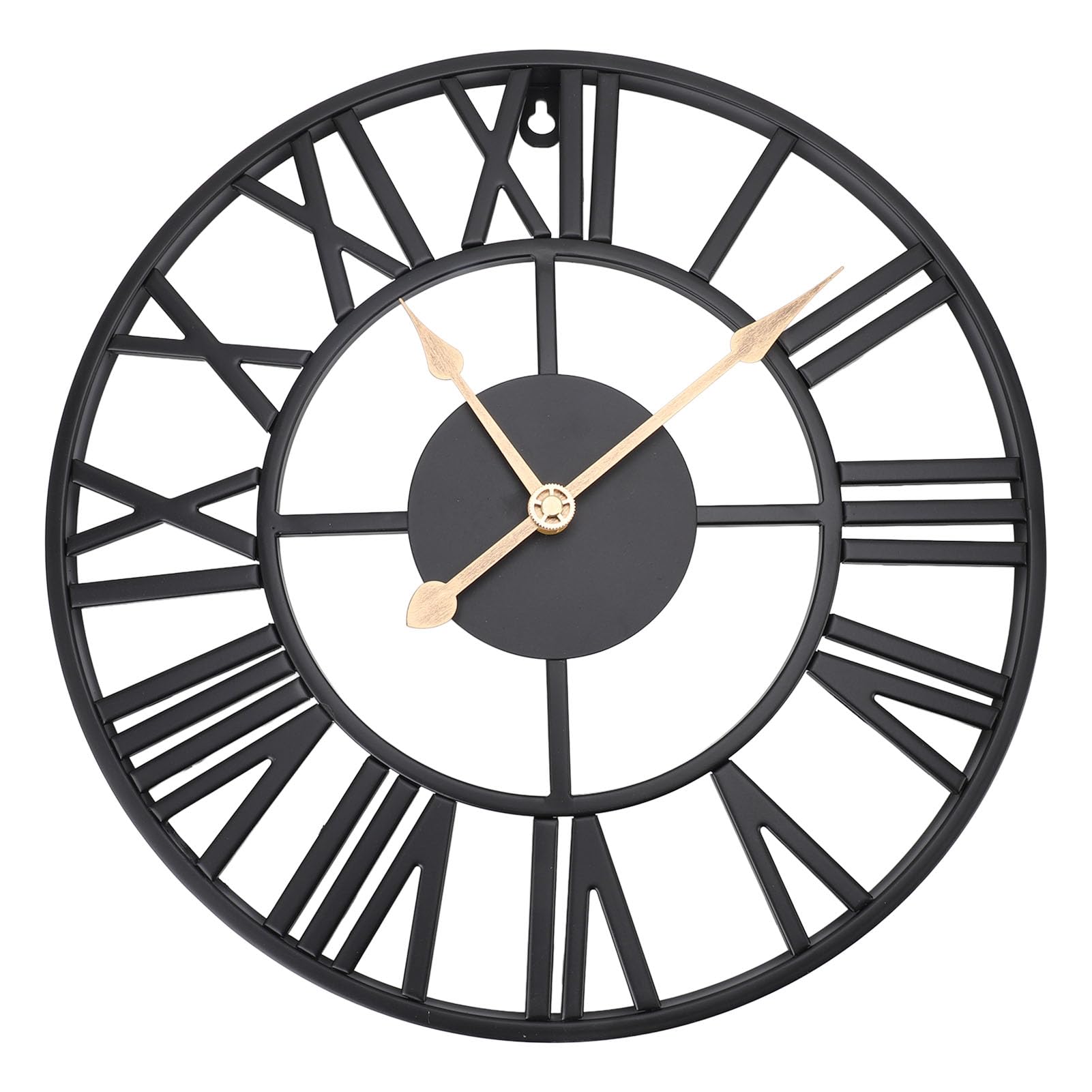 Horloge murale en métal style industriel rond noir retro pour le salon