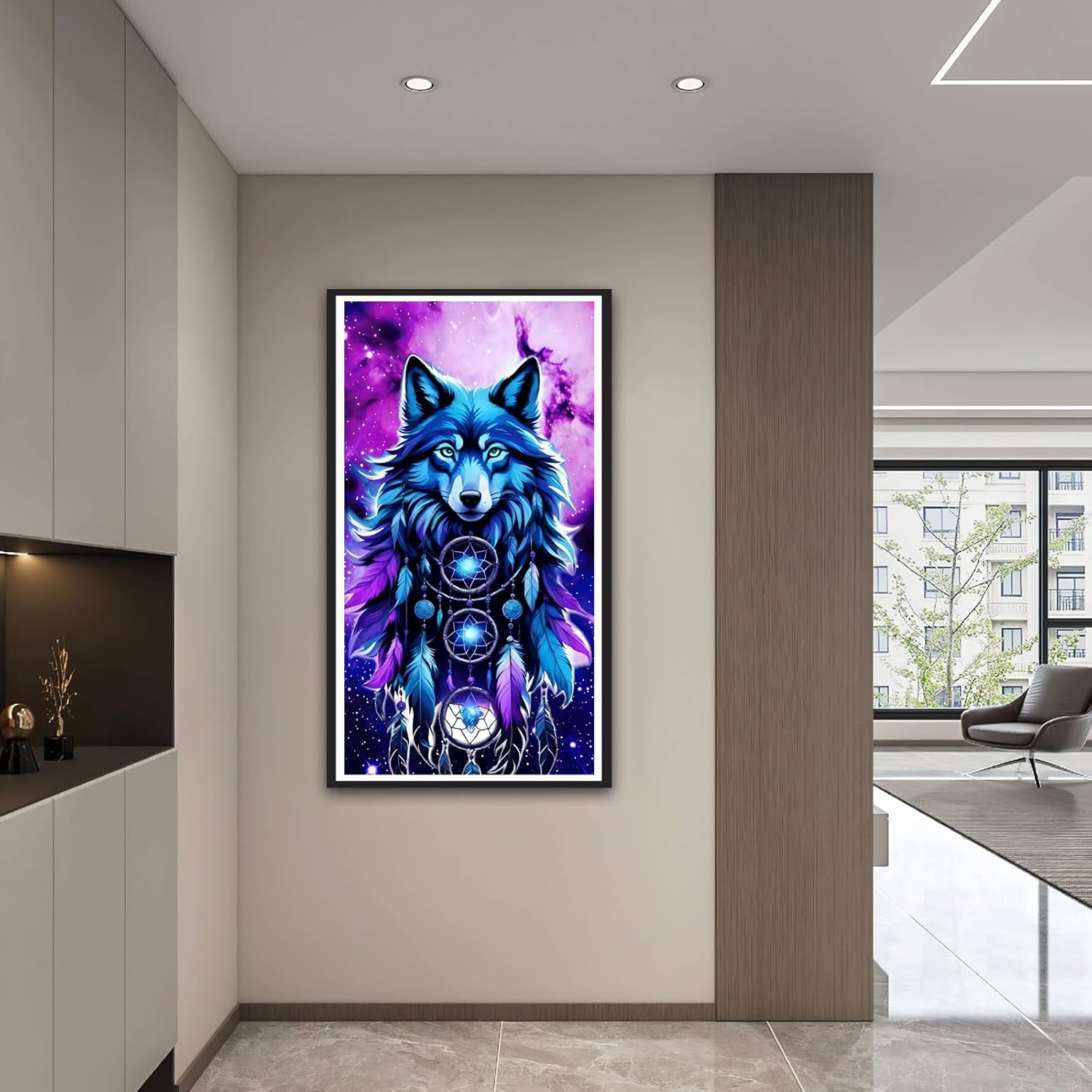 ARTGOTO Extra Large Diamond Art Painting Kits for Adults,23.6x41.3 inches/60x105 cm Wolf B DIY Full Round Drill Diamond Dots,Extra Large Size for Home Wall Decor Gifts