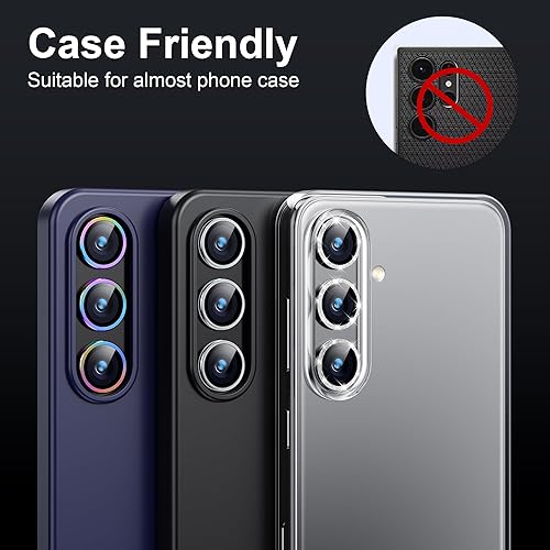 Miniatura 5 de WSKEN Protector de lente de cámara para Samsung Galaxy S24 Plus, vidrio templado ultra fino resistente a los arañazos 9H con círculo de aluminio de