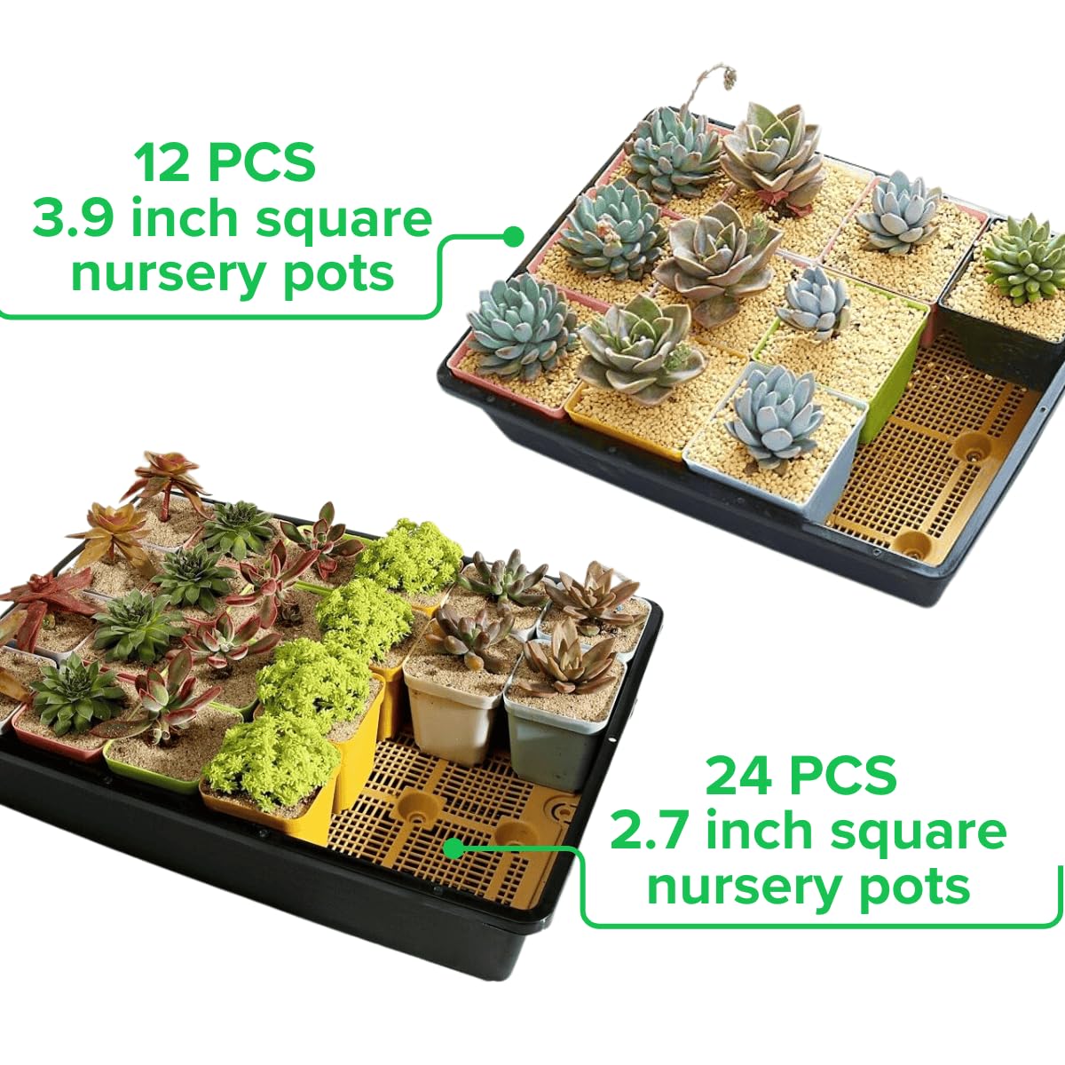 BeGrit Lot de 10 plateaux de démarrage de semis en plastique durable de 33 x 43,2 cm de profondeur, parfaits pour l'intérieur, l'extérieur, les serres